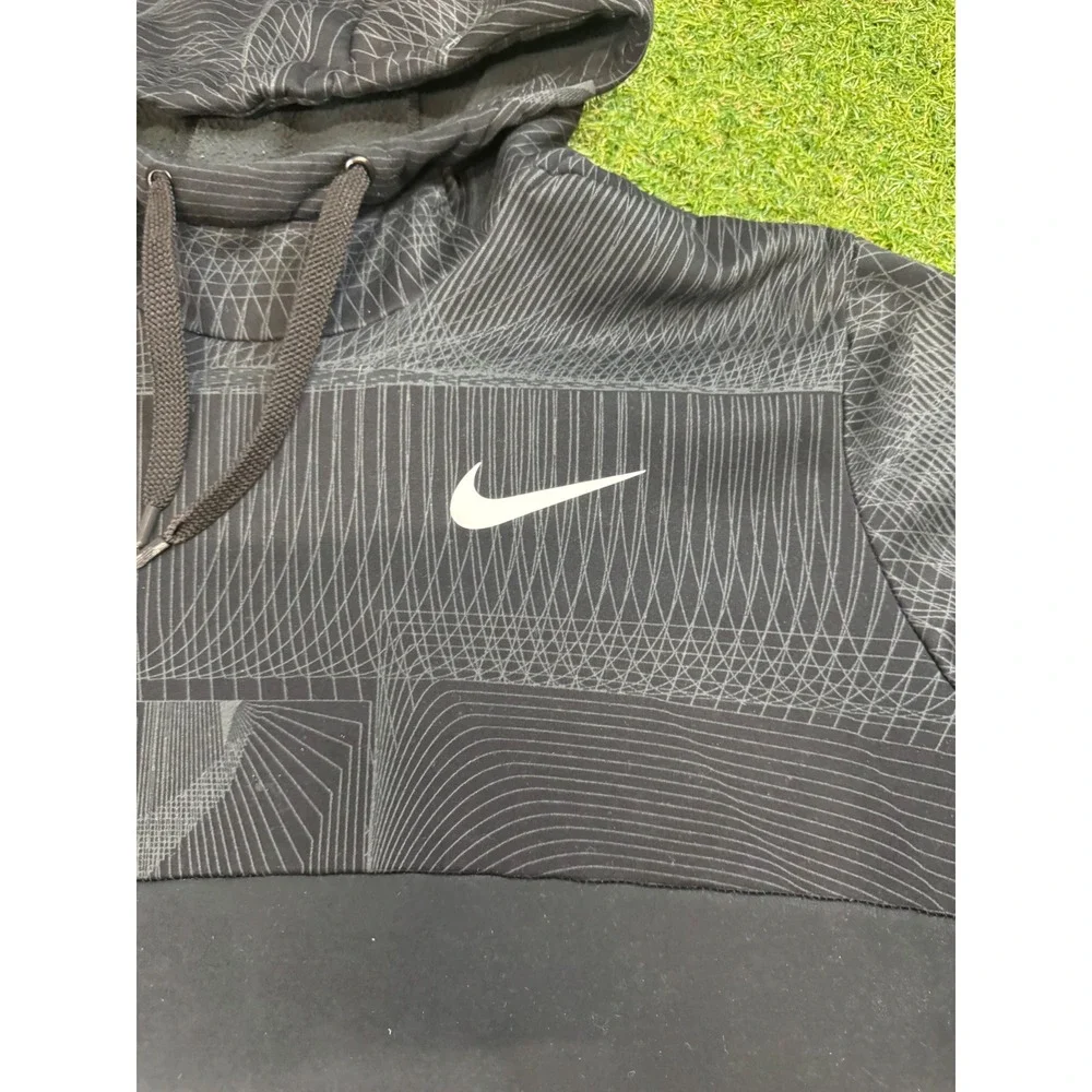 Nike Dri-FIT Mens XL Black Geometric Pattern Pullover Hoodie Athletic Sweatshirt